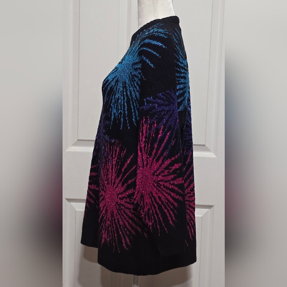 Vintage Distinctly Different Metallic Colorful Firework Pattern Sweater Size M/L - Picture 3 of 5